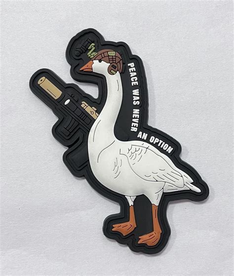 Peace Was Never an Option Tactical Goose PVC Morale Patch Armed Goose in Gear, Funny Military ...