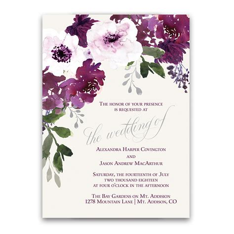 Burgundy Plum Floral Watercolor Wedding Invitations