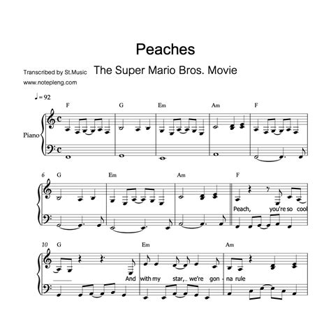 Peaches (The Super Mario Bros. Movie) โน้ตเปียโน - www.notepiano.net