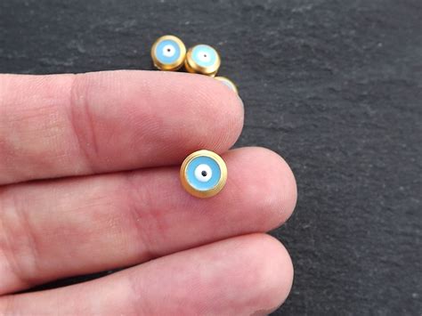 Evil Eye Beads Blue Evil Eye Enamel Evil Eye Bead Bead - Etsy