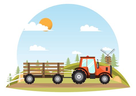 Tractor. Farmer machine delivery inside farm 424890 Vector Art at Vecteezy