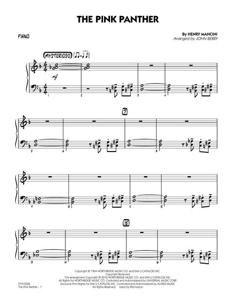 The Pink Panther - Piano Sheet Music | John Berry | Jazz Ensemble