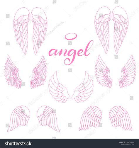 Angel Wings Icon Set Hand Lettering Stock Vector (Royalty Free ...