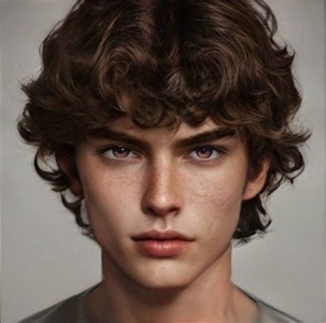 Brown Hair Male, Brown Curly Hair, Boys With Curly Hair, Dark Hair, Digital Portrait Art ...