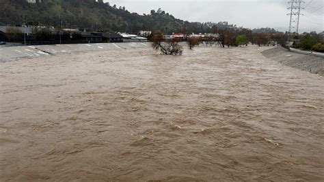 Los Angeles River rages after heavy rains hit Southern California