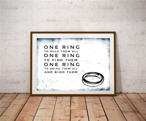 J R R Tolkien One Ring Quote Wall Art Wedding by TheRedQueenPrints