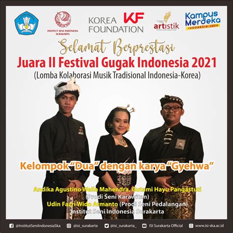 Mahasiswa ISI Surakarta Juara 2 dalam Festival Gugak Indonesia 2021 – ISI Surakarta