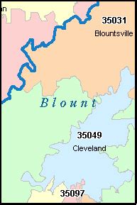 BLOUNT County, Alabama Digital ZIP Code Map