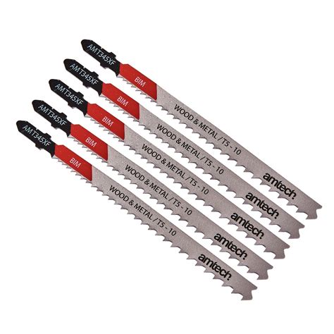 5pc wood & metal jigsaw blade set (amt345xf) - Amtech