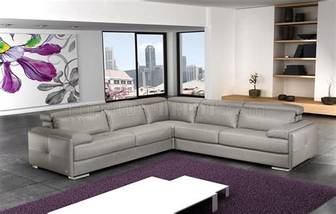 Gary Sectional Sofa in Ash Gray Italian Leather by J&M