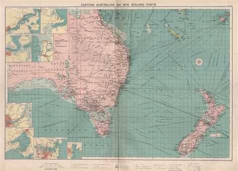 Eastern Australian and New Zealand Ports; Inset Otago Harbour; Auckland ...