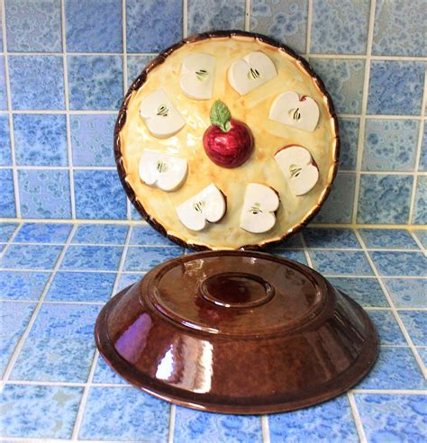 Ceramic Apple Pie Dish Keeper With Lid Vintage Apple Pie Keep 1980s ...