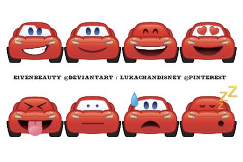 Lightning McQueen [as an emoji (x8)] (Drawing by Disney) #Cars | Disney ...