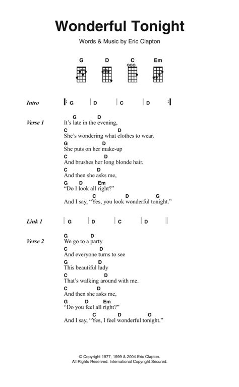 Wonderful Tonight Guitar Chords