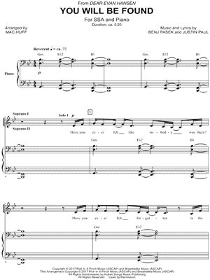 "You Will Be Found" Sheet Music - 31 Arrangements Available Instantly ...