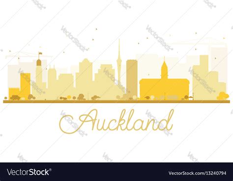 Auckland city skyline golden silhouette Royalty Free Vector