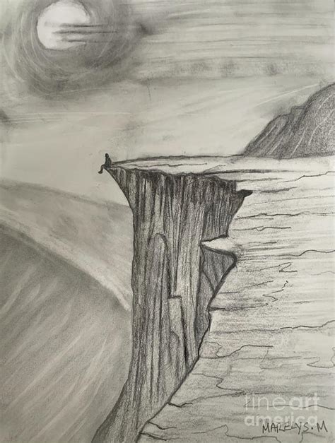 The Rocky Cliff Drawing by Marelys Medina - Fine Art America