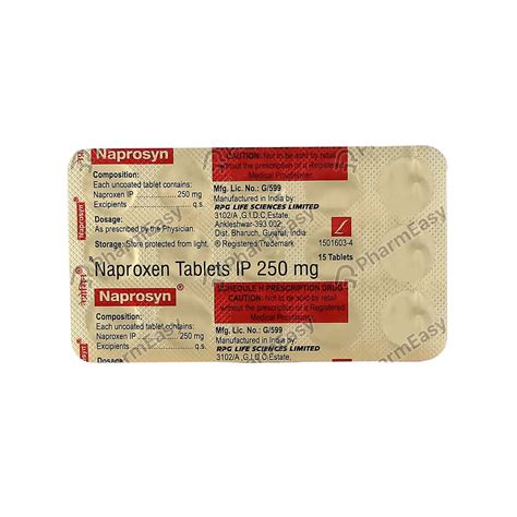 Naprosyn 250 MG Tablet (15) - Uses, Side Effects, Dosage, Composition ...