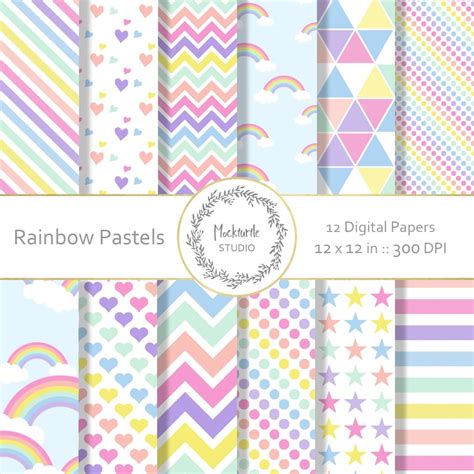 Rainbow Digital Paper Rainbow Clipart Scrapbook Paper - Etsy