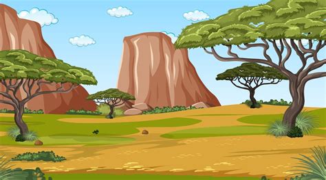 African forest landscape scene with many trees 2611367 Vector Art at Vecteezy