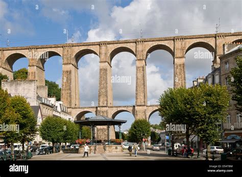 Viaduct at Morlaix, Brittany, France Stock Photo, Royalty Free Image ...