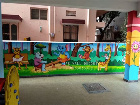 Paints Depends On Design School Boundary Wall Art Painting, Sky Max Arts, Rs 55 /square feet ...