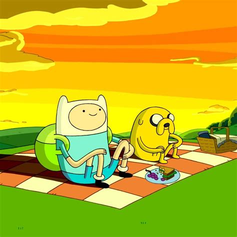 Adventure Time Cartoon: Finn and Jake in Orange Sky