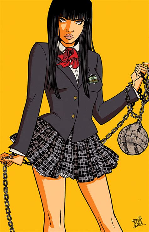 A private commission of Gogo Yubari (of Kill Bill fame) in ink, colored ...