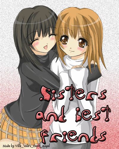 Sisters Hugging Cartoon