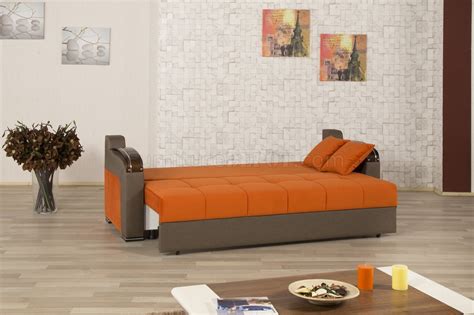 Divan Deluxe Signature Sofa Bed in Orange Fabric by Casamode