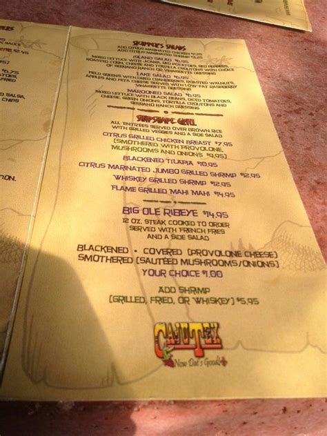 Menu at Shipwreck Grill pub & bar, Bryan