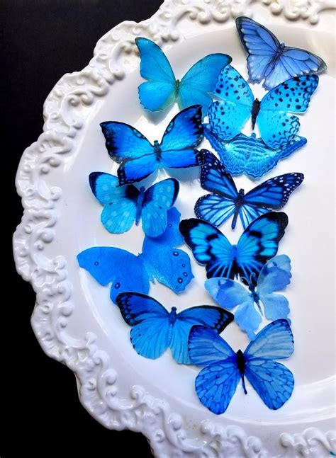 12 Edible Vibrant Blue Butterflies,Edible Cake AndCupcake Toppers, By Sugarbutterflies #2894229 ...