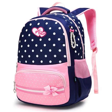 Beautiful Girls Backpack Pink Bow Decorations Waterproof Nylon School Bag For Girls Cheap ...