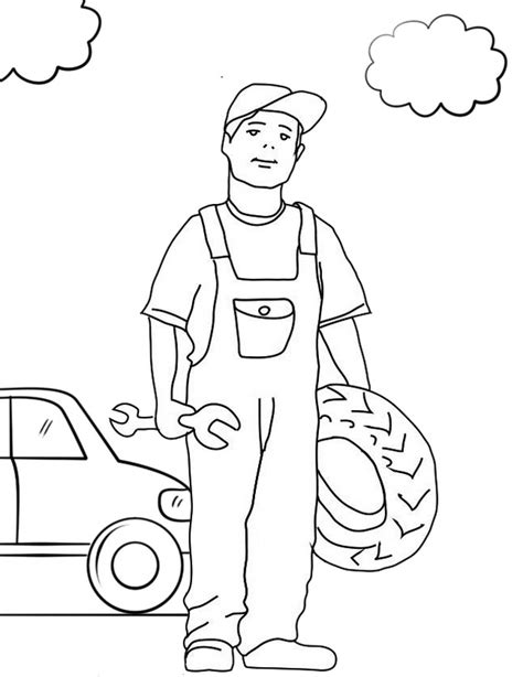 top mechanic coloring page for boy