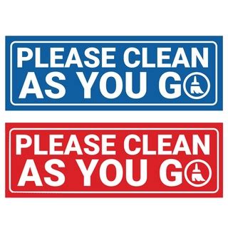 CLAYGO Please Clean as You Go - Red Blue - Laminated Signage - 4 x 11 ...