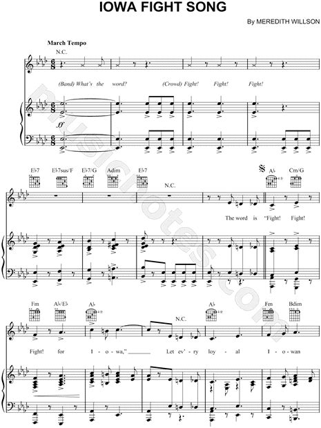 Meredith Willson "Iowa Fight Song" Sheet Music in Ab Major ...