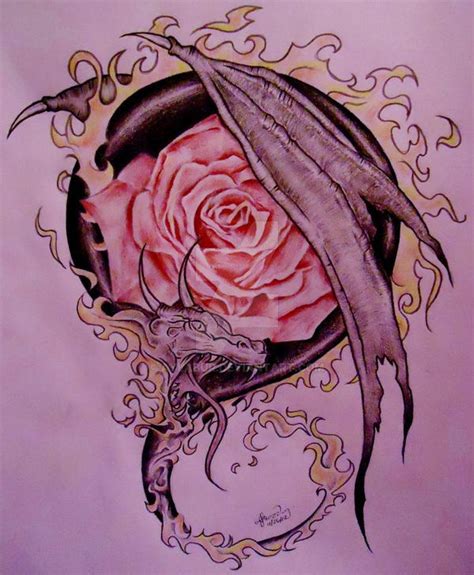 Dragon Rose Tattoo design by Aylabur on DeviantArt