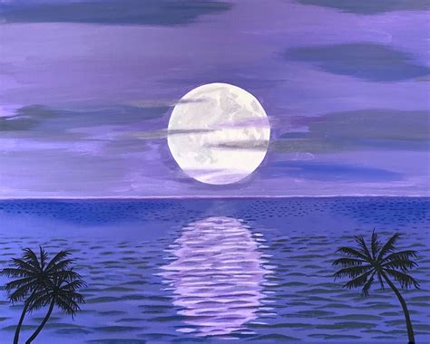 "Moon over the sea". 16 X 20 acrylic on canvas. #gordrussellart.com I ...