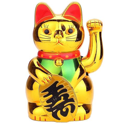 Gold Maneki Neko Cute Lucky Cat Electric Craft Art Home Shop Hotel ...