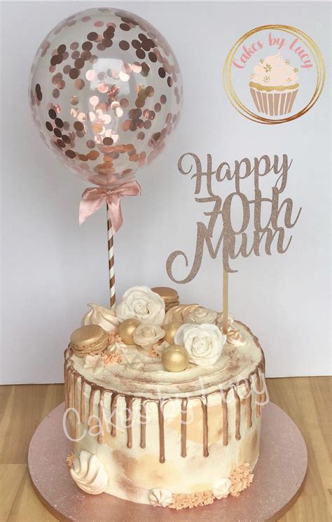 Rose gold drip cake 70th birthday | 70th birthday cake, Birthday cake roses, 60th birthday cakes