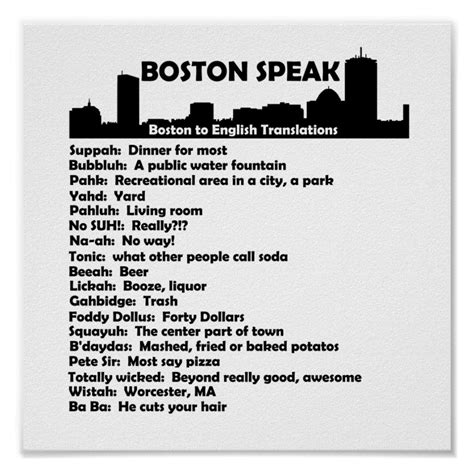 Boston Speak Poster | Boston, Boston accent, Boston strong