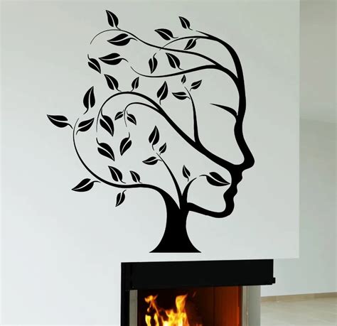 Wall Decal Tree Nature Abstract Woman Face Vinyl Stickers Art Mural-in Wall Stickers from Home ...