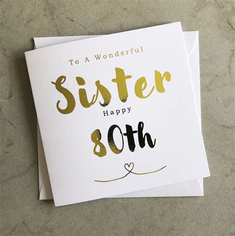 Sister 80th Birthday Card 80th Birthday Card for Sister - Etsy UK