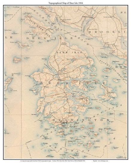 Deer Isle 1904 Old Topographic Map USGS Custom Composite - Etsy | Deer ...