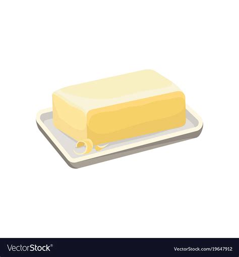 Butter on a white plate dairy product cartoon Vector Image