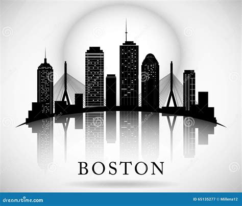 Boston Skyline Silhouette Cartoon Vector | CartoonDealer.com #80425707