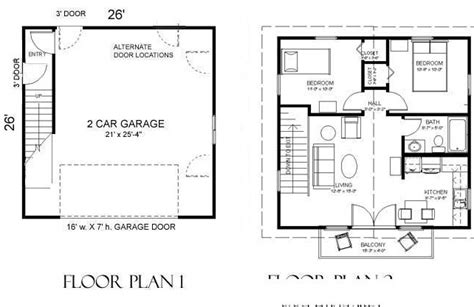 2 Car Garage Plan with Two Story Apartment 1307-1bapt