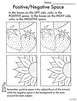 Positive/Negative Space Element of Art Space Worksheet for K, 1st, 2nd, 3rd