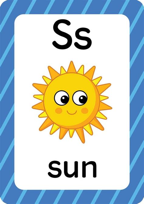 Sun vector isolated on white background letter S flashcard Sun cartoon 7803855 Vector Art at ...