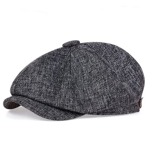 New Retro Herringbone Berets Hat Fashion Men Linen Flat Cap Spring and ...